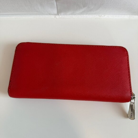 Michael Kors Orange Leather Long Zip Wallet - Picture 3 of 7